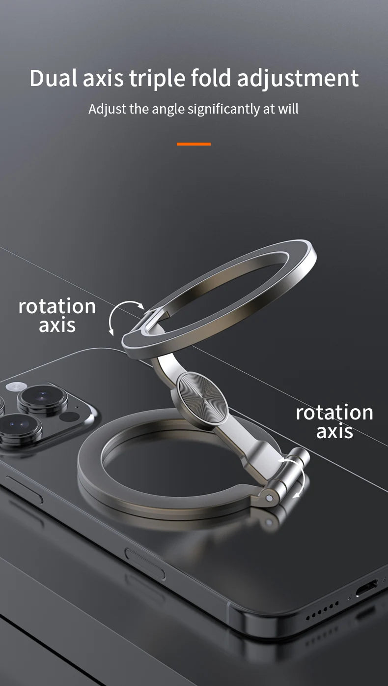 For Double-Sided Magnetic Phone Ring Holder for MagSafe Kickstand Magnet Grip for iPhone 16 15 14 For Huawei Xiaomi Stand Holder