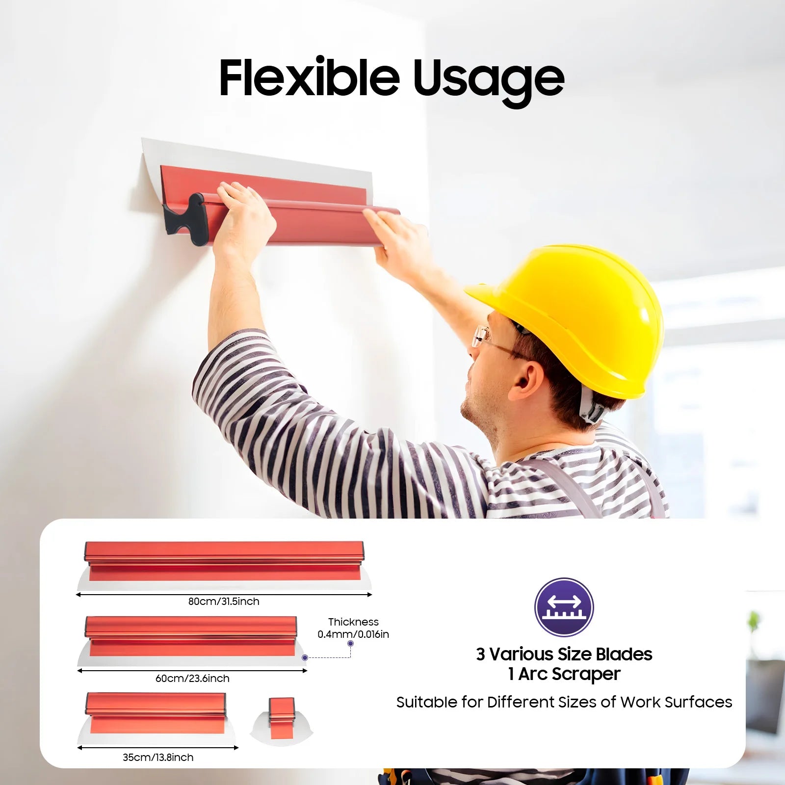 Drywall Skimming Blade Set Portable and Convenient DIY Wall Tools for Scrapers, Wax Decorative Coating, Wallpaper Removal, etc