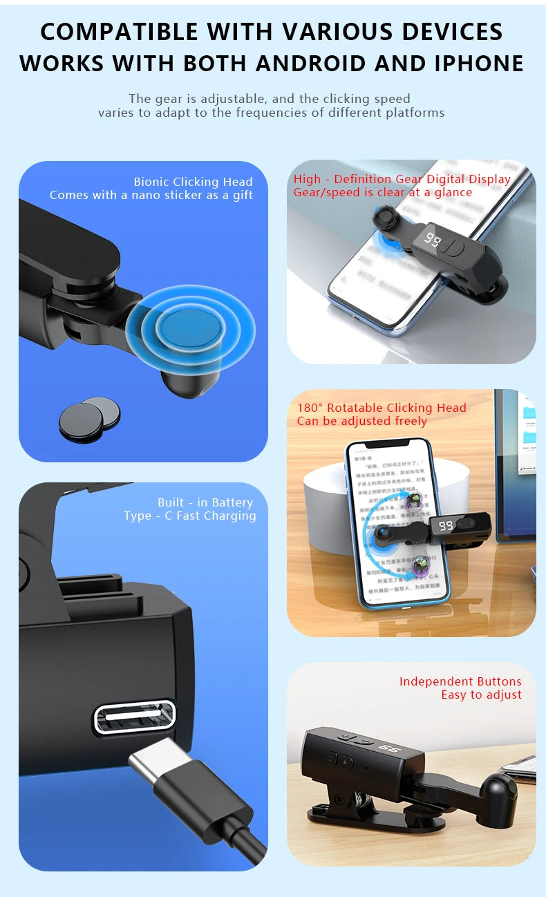 Screen Auto Clicker For Smart Phone Apps Video Live Streaming Gadget Smartphone Game Screen Touch Tripods Screen Tapper Supplies