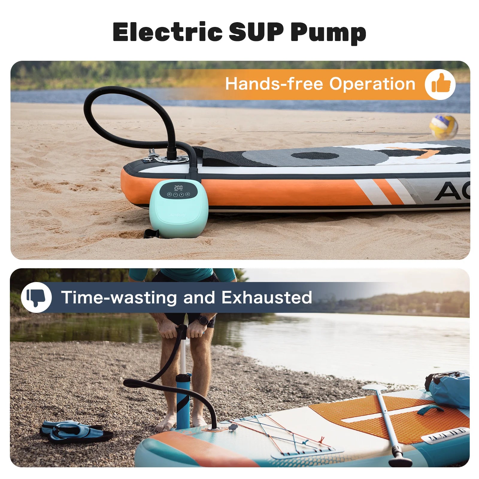 dwndpump Electric 20PSI SUP Pump 38.48Wh Battery Paddle Board Inflation Deflation for Kayak Boat Surfing Board Stand Up Paddle