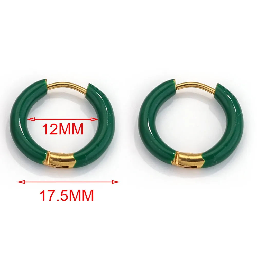 6pcs Stainless Steel Hoop Earrings Women Earrings Men Punk Hiphop Bijoux Gift Fashion Plated 18K Gold Jewelry Piercing Accessory