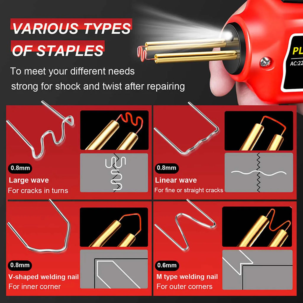 100w Plastic Welder, Plastic Welding Iron, Car Bumper Dashboard Kayak Canoe Repairs Tools Hot Staples Weld Gun Repair Kit