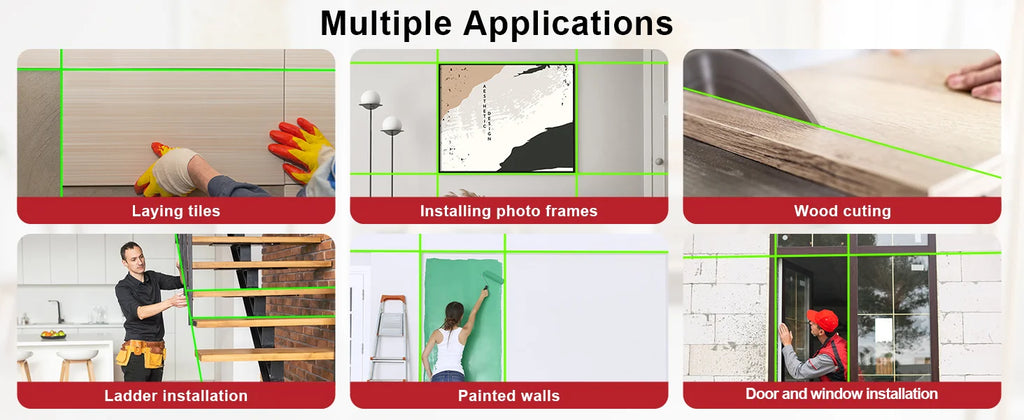 LFINE 16 Lines Professional Laser Level with Suitcase Automatic 360°Self-leveling Laser Horizontal Vertical Green Lines Tools