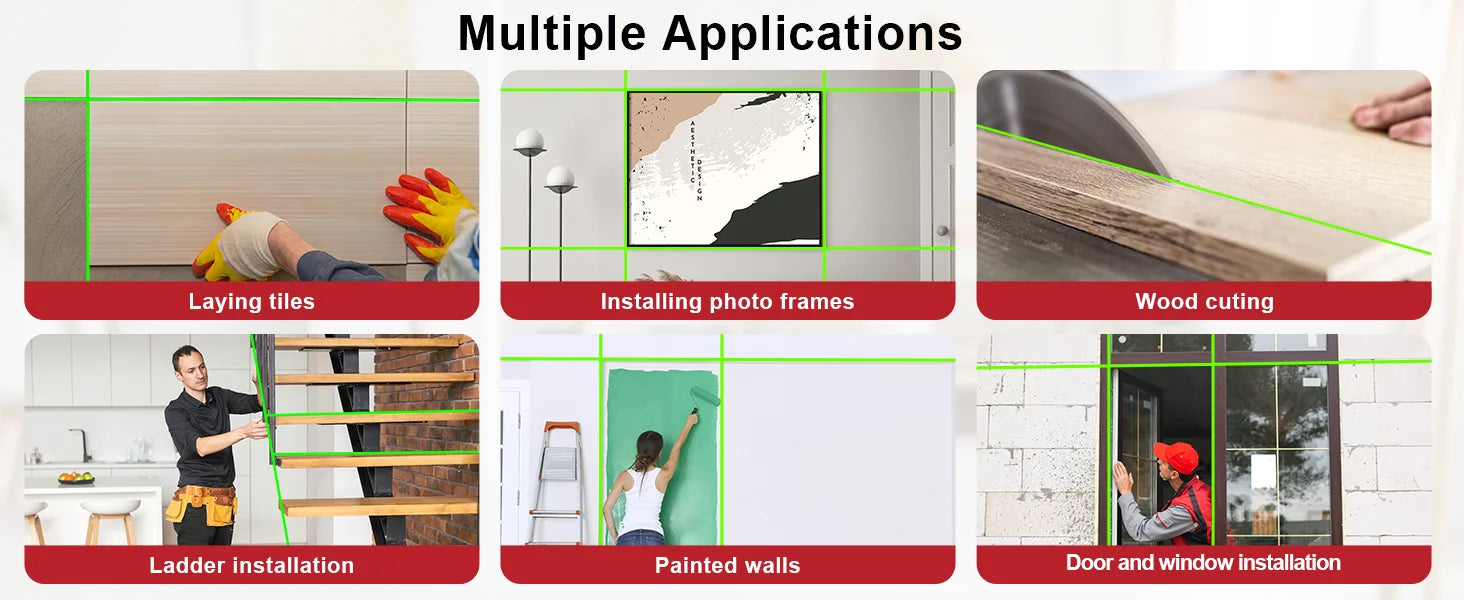 LFINE 16 Lines Professional Laser Level with Suitcase Automatic 360°Self-leveling Laser Horizontal Vertical Green Lines Tools
