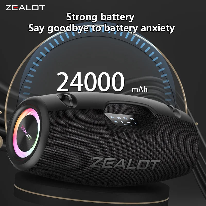 ZEALOT S78 100W Wireless Speakers, DSP Technology ,Dream Light, Outdoor Portable Subwoofer Speaker , Dual Pairing,24000mAh.