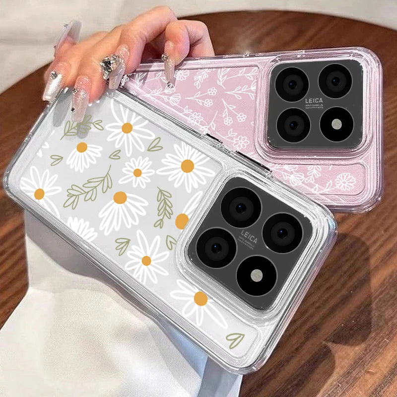 For Xiaomi Redmi Note 14 Pro 5G Case Lovely Cartoon Line Flower Print Clear Soft Cover For Funda Redmi Note 14 13 12 Pro 5G 11