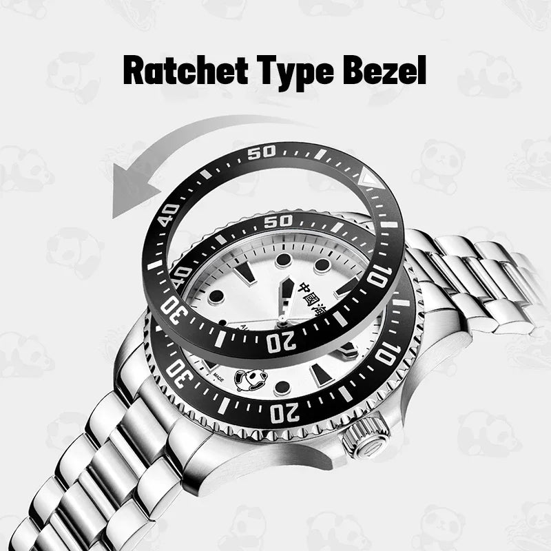 2025 Seagull Men's Watch Rolling Panda Design 100M Diving Watches Automatic Mechanical Wristwatch Sapphire Crystal Luminous Ocea