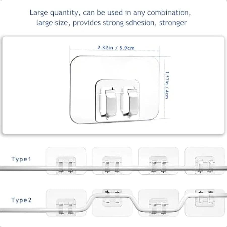 Hooks for Outdoor String Lights 100 Pack with Adhesive Strips No Damage No Tools No Holes Waterproof and UVResistant Perfect fo