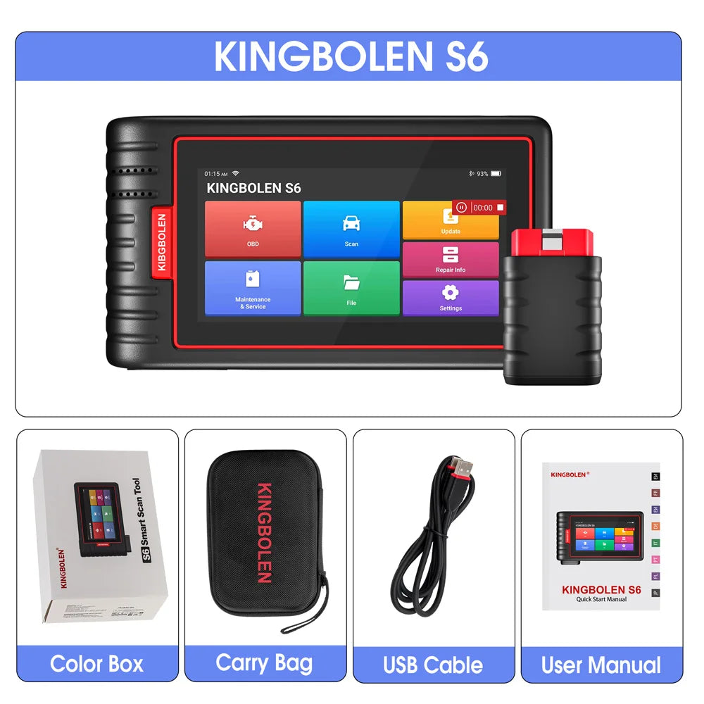 KINGBOLEN S6 OBD2 Scanner All System Car Diagnostic Tools 28 Service BMS/TPMS/ABS Bleeding FCA AutoAuth Lifetime Free Update