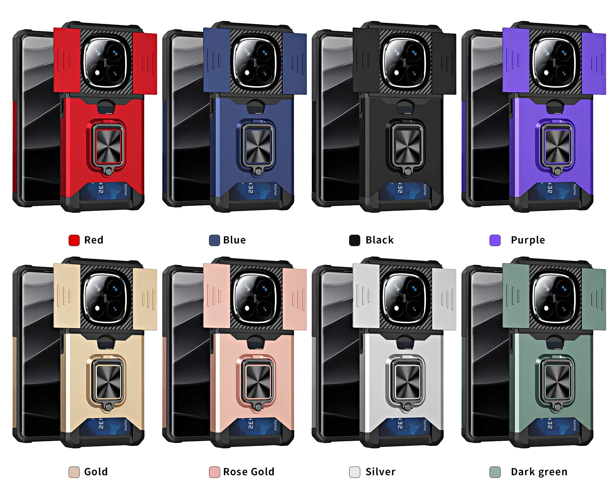 For Xiaomi Redmi Note 14 Pro 4G For Redmi Note 14 Pro 5G Note 14 Pro Plus Magnetic 360 ° Bracket Sliding PC Anti Drop Back Cover