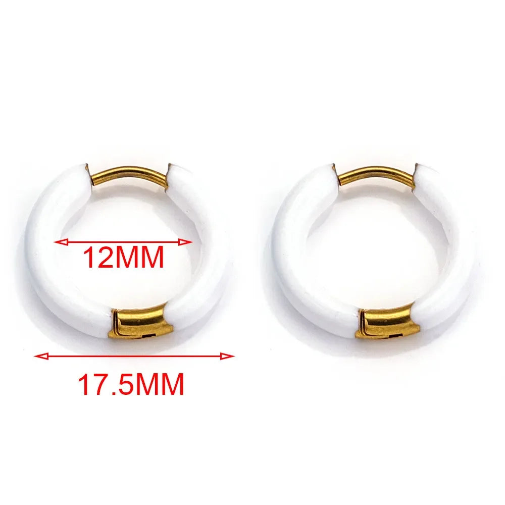 6pcs Stainless Steel Hoop Earrings Women Earrings Men Punk Hiphop Bijoux Gift Fashion Plated 18K Gold Jewelry Piercing Accessory