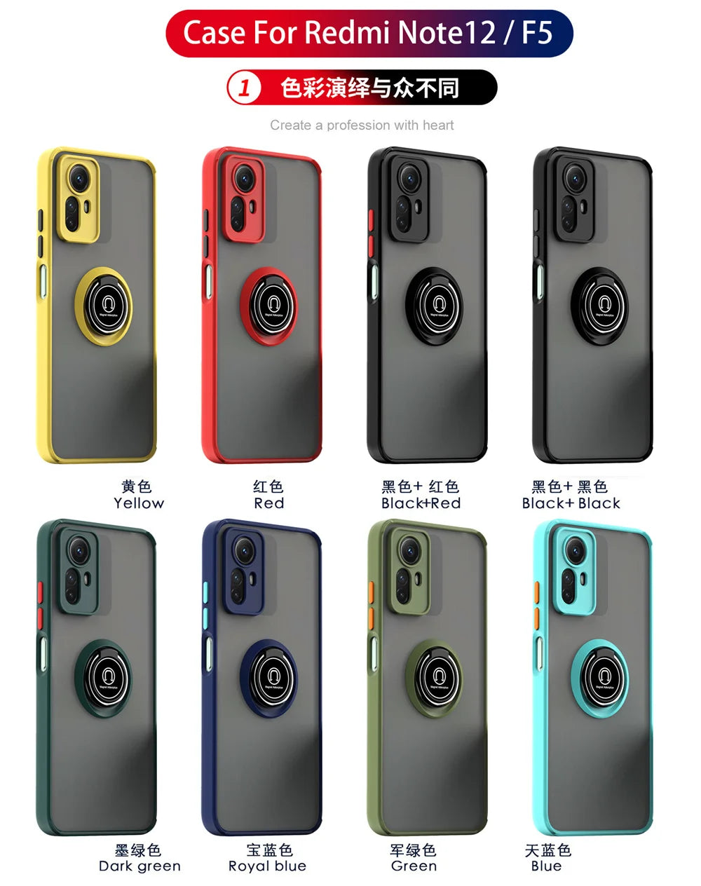 For Xiaomi Redmi Note 14 13 12S 4G 12 11 Pro 10 8 9S Redmi 9 10 10C 12 Cover NEW Shockproof Magnetic Case  Ring Holder