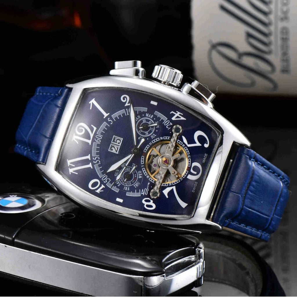 New Vintage Large Dial Mechanical Watch Men's Barrel Shaped Digital Hollow Out Flying Tourbillon Popular Style From Mainland Chi