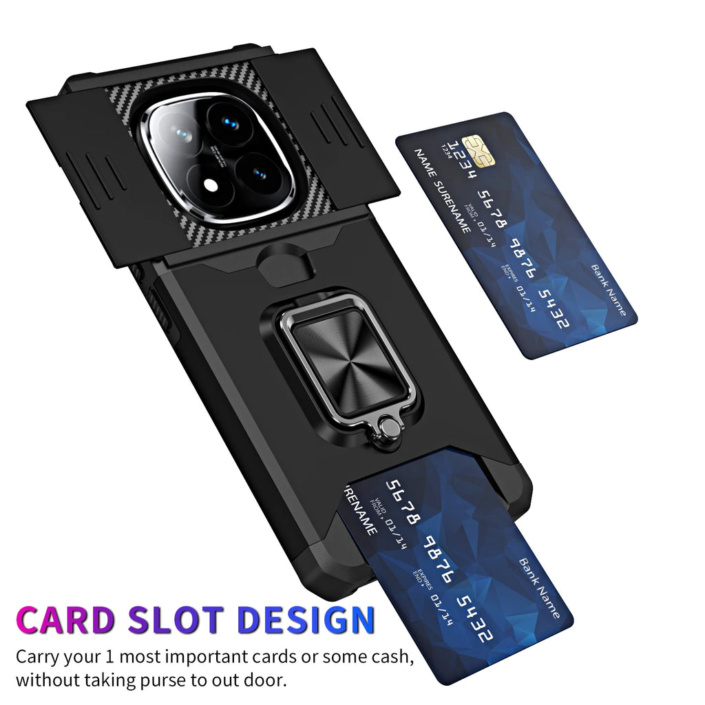 For Xiaomi Redmi Note 14 Pro 4G For Redmi Note 14 Pro 5G Note 14 Pro Plus Magnetic 360 ° Bracket Sliding PC Anti Drop Back Cover