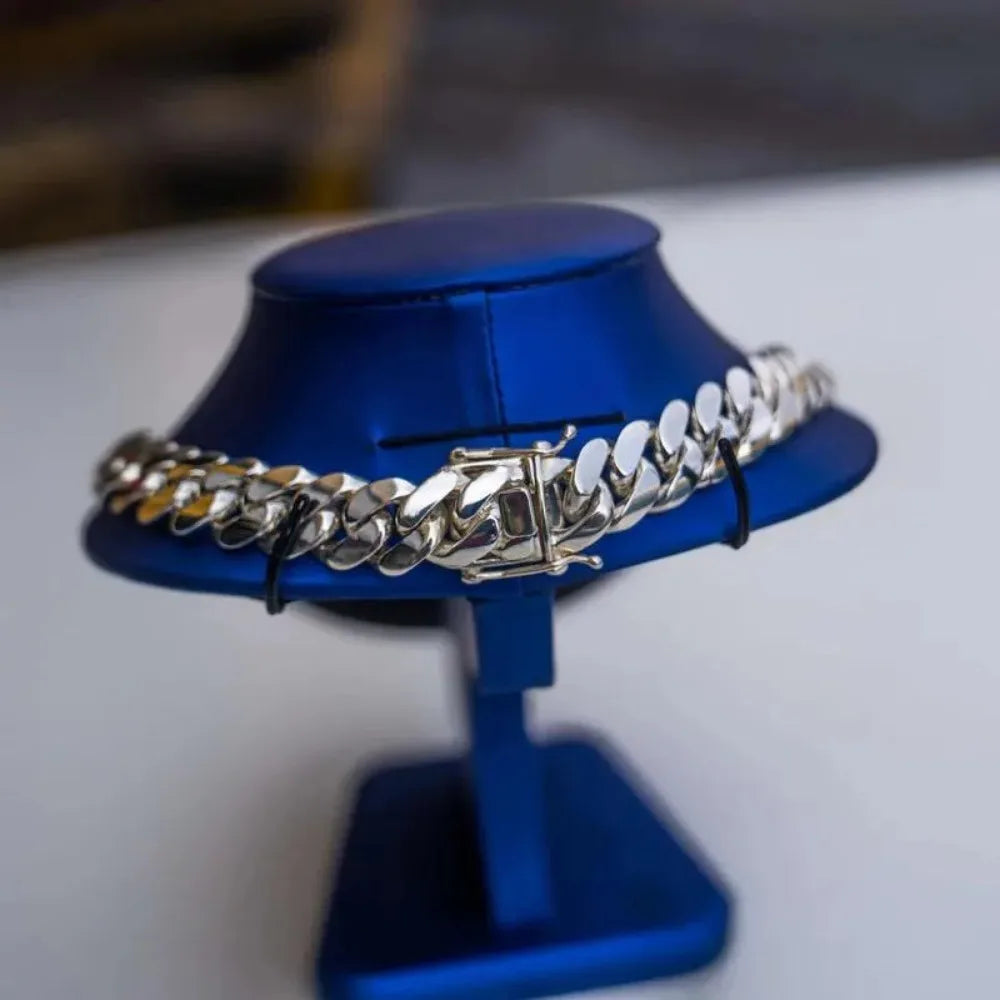 12mm-22mm Silver Color Stainless Steel Cuban Miami Chains Necklaces Big Heavy Round Link Chain for unisex Hip Hop Rock jewelry