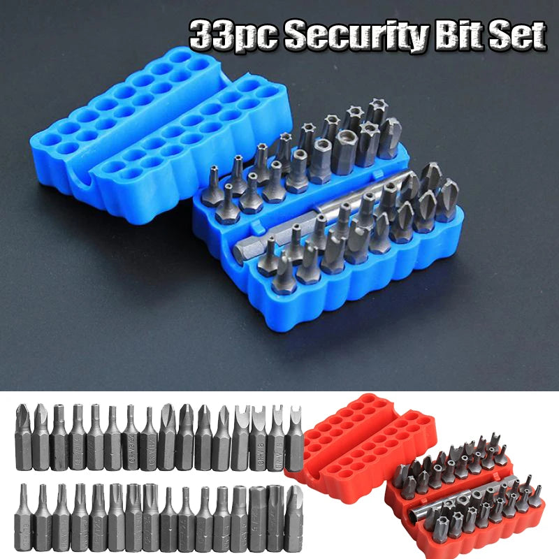 33pc Security Bit Set Tamper Proof Torx Hex Star Spanner Tri Wing Screwdriver Magnetic Holder Professional Hand Tools