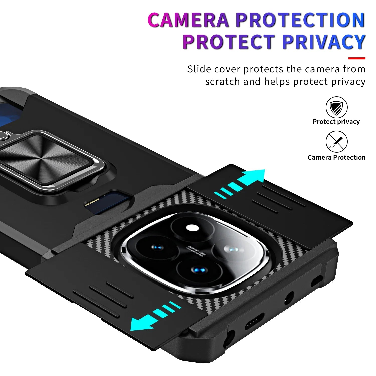 For Xiaomi Redmi Note 14 Pro 4G For Redmi Note 14 Pro 5G Note 14 Pro Plus Magnetic 360 ° Bracket Sliding PC Anti Drop Back Cover