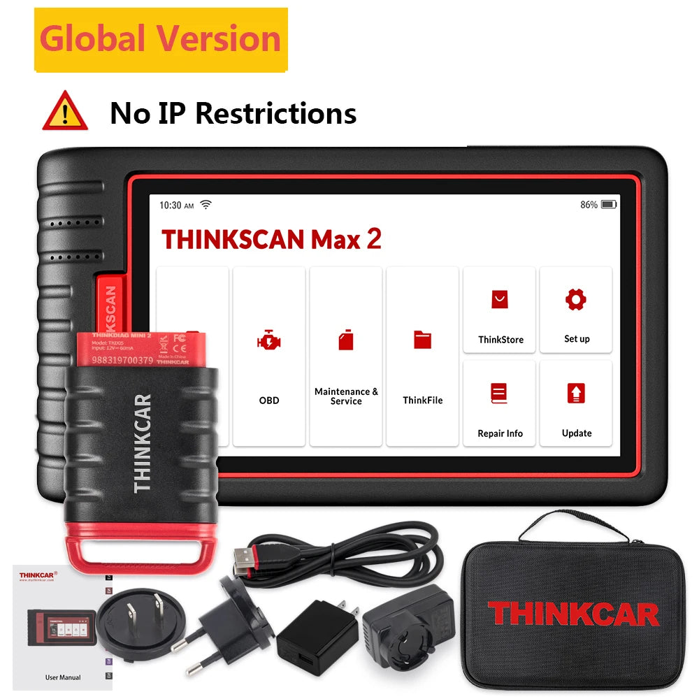 THINKCAR Thinkscan Max 2 Car Full System Diagnostic Tools TPM AF DPF IMMO 28 Reset ECU Coding Auto OBD OBD2 Scanner CANFD For GM