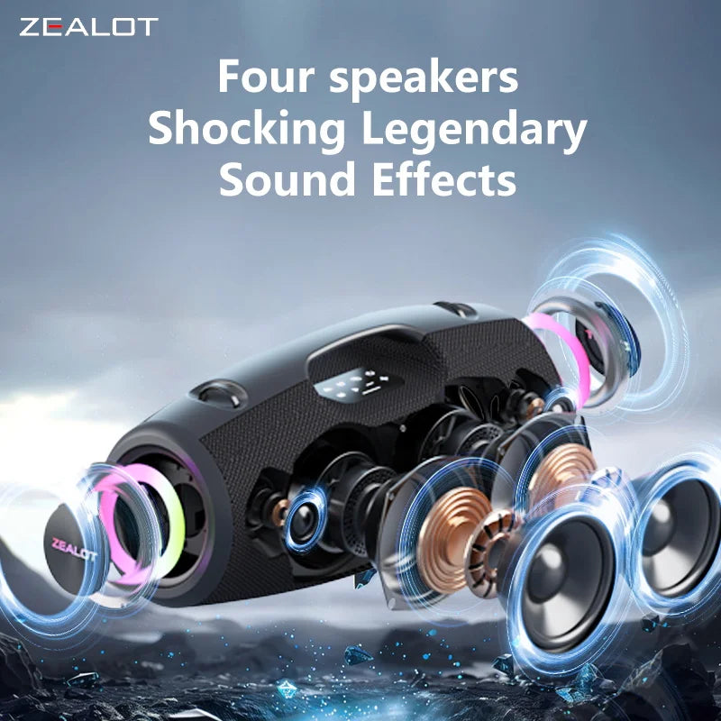 ZEALOT S78 100W Wireless Speakers, DSP Technology ,Dream Light, Outdoor Portable Subwoofer Speaker , Dual Pairing,24000mAh.