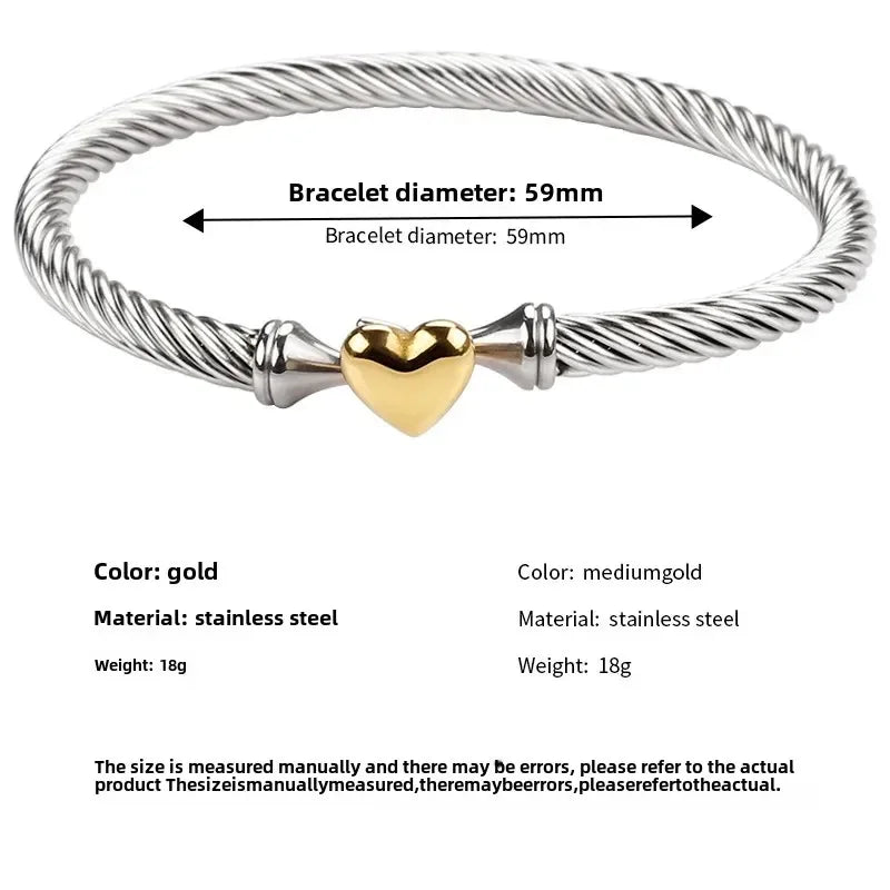 Stylish Stainless Steel Silver Plated Women's Bracelet With Open Heart Design Titanium Steel Fashion Cross-Border Jewelry Wholes