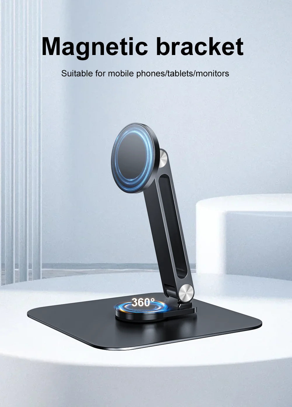 Magnetic Metal Stand 360° Rotating Bracket Universal Holder for 7-21.5 inch Portable Monitors iPads iPhone
