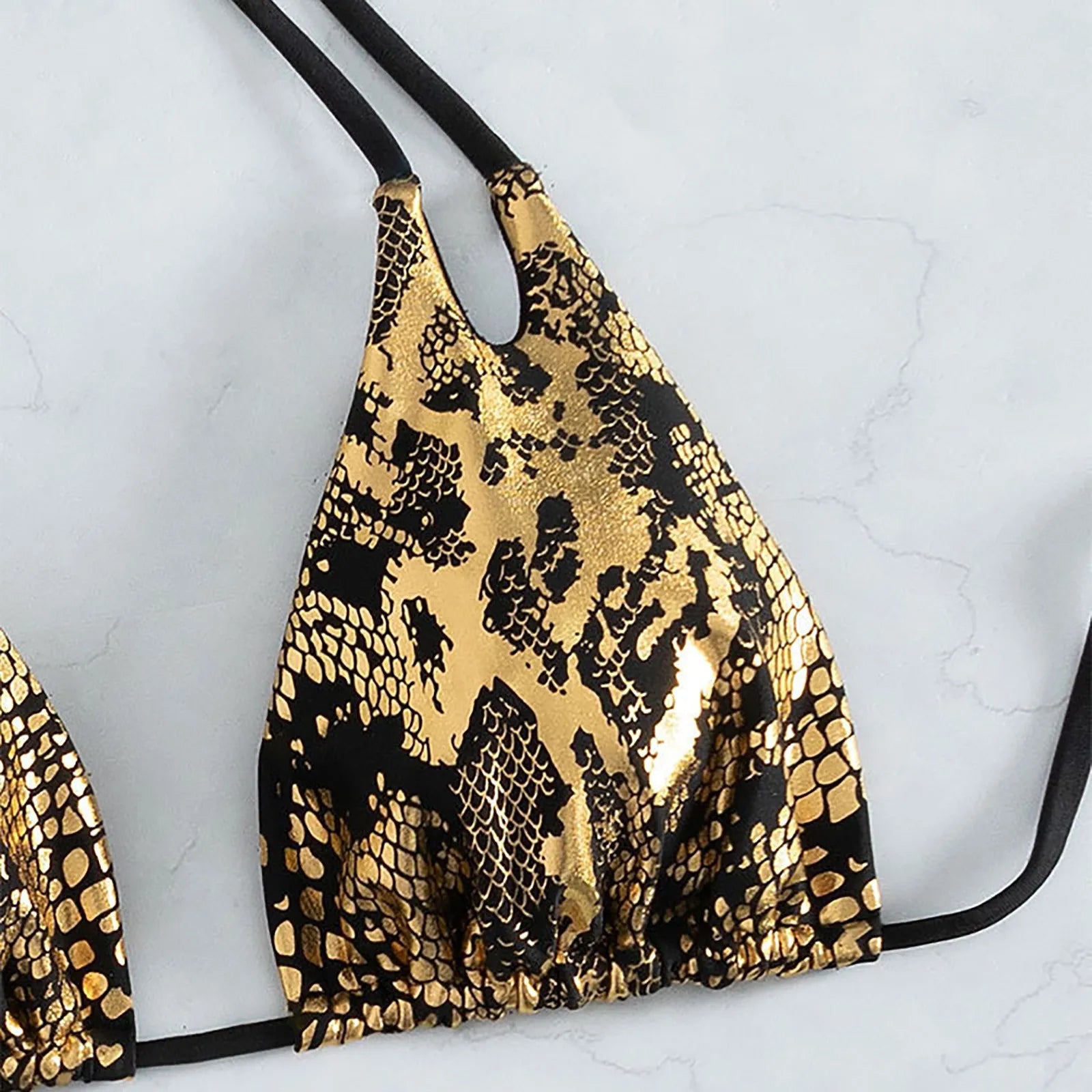 Fashionable Leather Snake Pattern Swimwear Sexy Hollow Out Push Up Separate Two-Piece Bikini Suits Hot Selling Brazilian Bikini