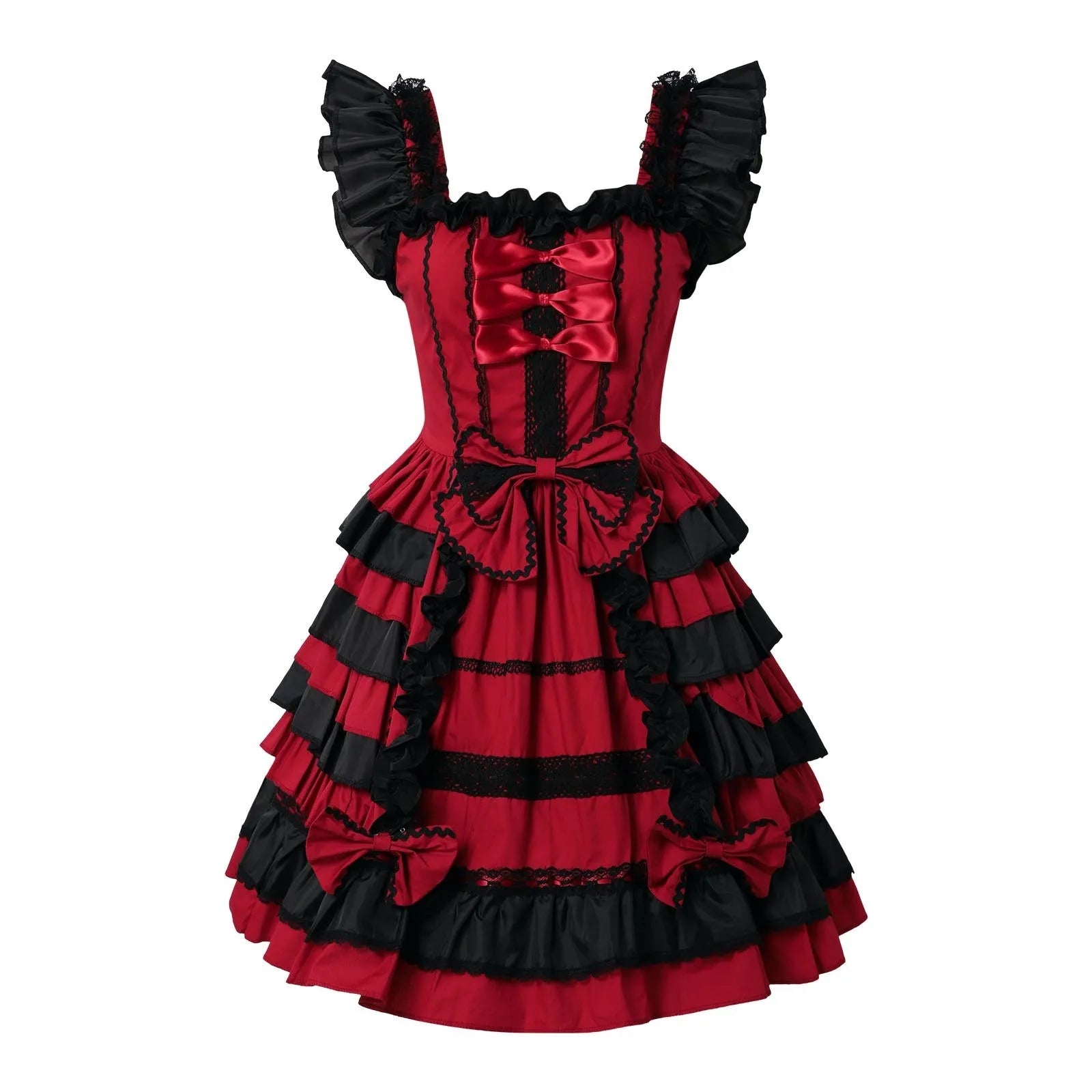 Sweet Lolita Dress Princess Lace Court Skirts Cosplay Costumes Fashion Women Vintage Gothic Bow Lace Gothic Wedding Dress