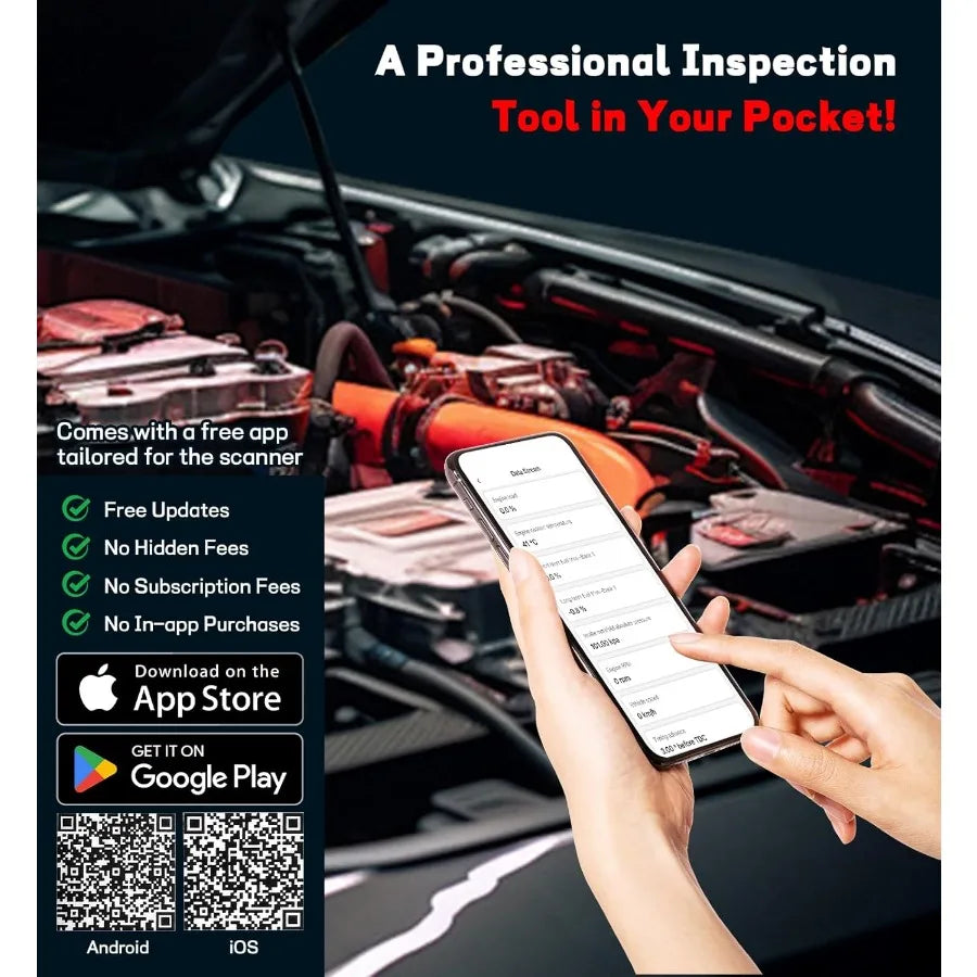 Bluetooth OBD2 Scanner for Cars Wireless OBD2 Scan Tools Code Reader for iPhone Android Wireless Auto Diagnostic Tool to Read a