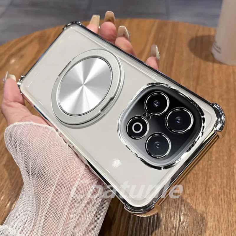 360° Rotating Shockproof Plating Magnetic Bracket For Magsafe Case on For funda Huawei Honor X7C X7B HonorX7C X7 C B Soft Cover