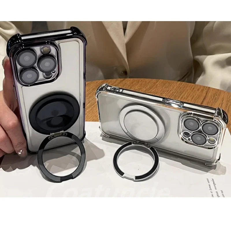 360° Rotating Shockproof Plating Magnetic Bracket For Magsafe Case on For funda Huawei Honor X7C X7B HonorX7C X7 C B Soft Cover