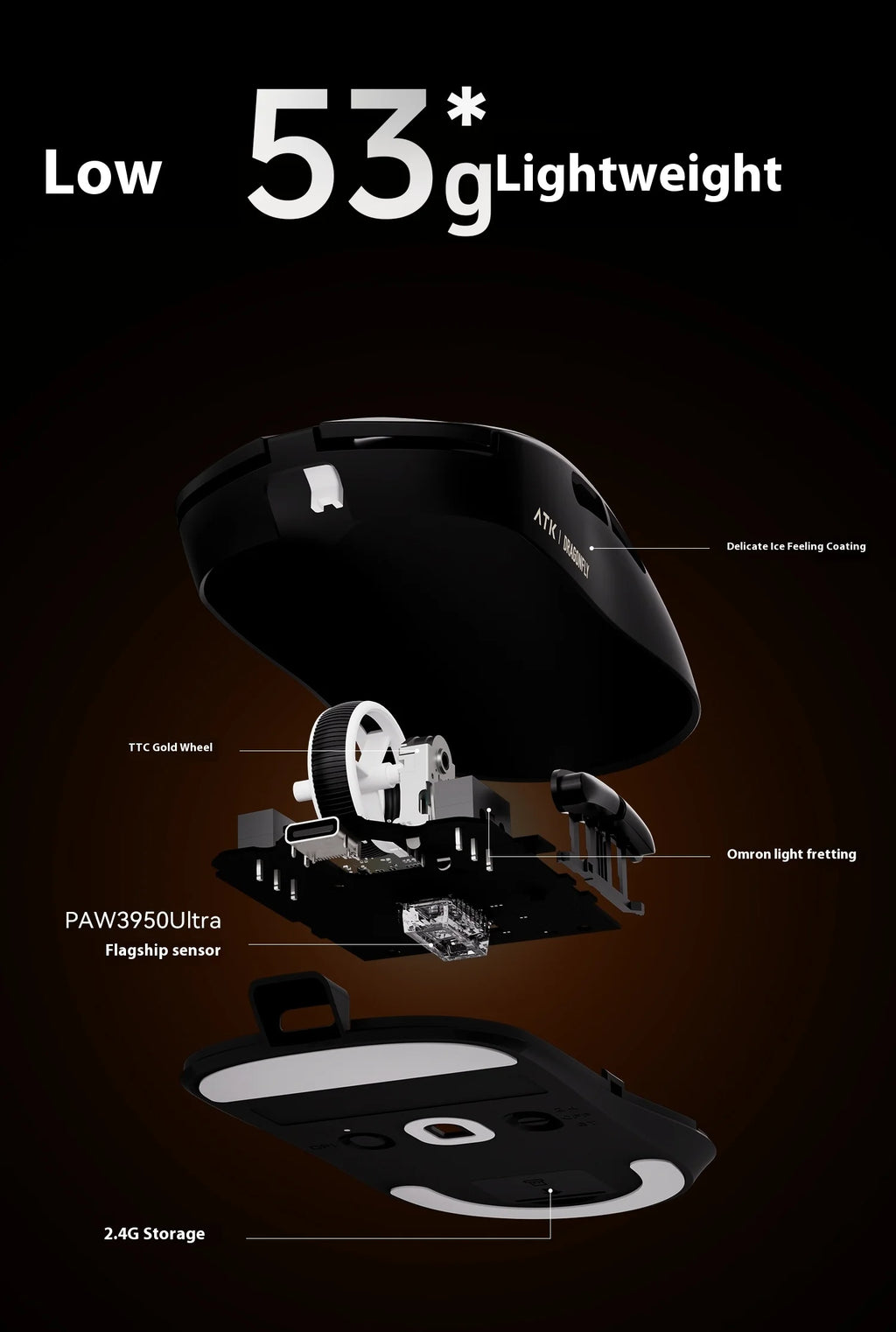 ATK Dragonfly A9 Ultra Gaming Mouse Lightweight Wireless 8k Support Ergonomics Star Flash Link Light Micro Motion boys' Gift