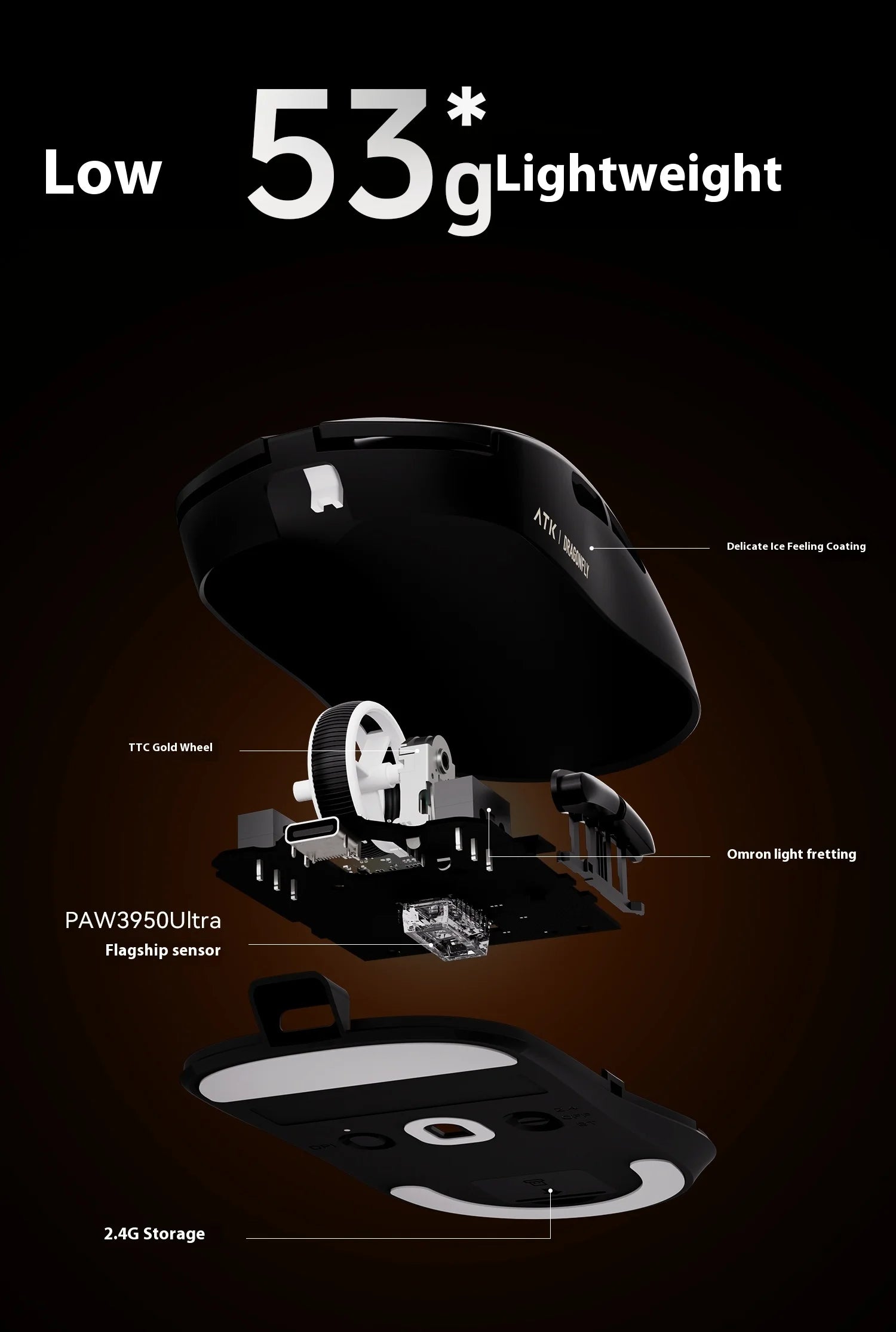 ATK Dragonfly A9 Ultra Gaming Mouse Lightweight Wireless 8k Support Ergonomics Star Flash Link Light Micro Motion boys' Gift