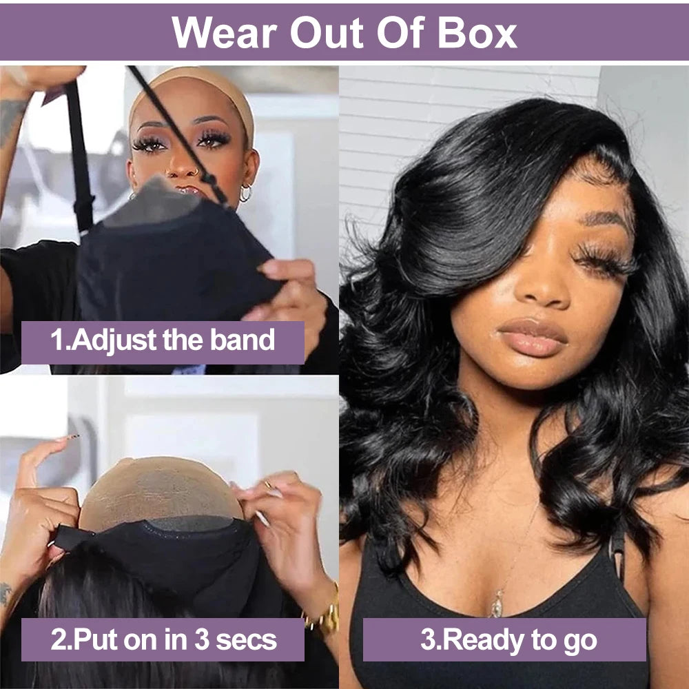 Bob Wig 13x4 Body Wave Glueless Wig Human Hair Brazilian Ready To Wear 7x5 Lace Frontal Wig Pre Cut No Glue For Women Preplucked