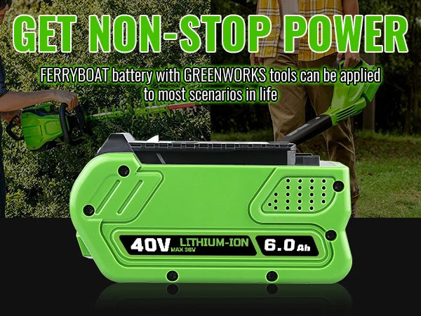 29462 6.0Ah Lithium Battery Replacement Greenworks 40V Battery 29252 20202 25312 25322 20642 22272 27062 21242 Compatible with Replacement Greenworks 40V Power Tool Battery Shipped by Local Warehouse
