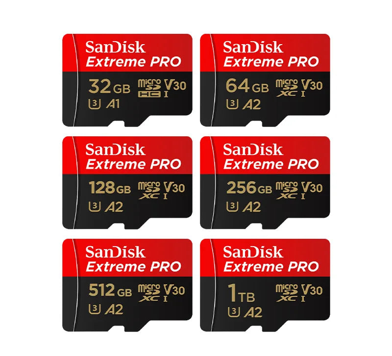 100% Original SanDisk Micro SD Card A1 A2 Memory Card 32GB 64GB 128GB 256GB 512GB 1TB microSD TF Card Storage UHS-I Cards U1 U3