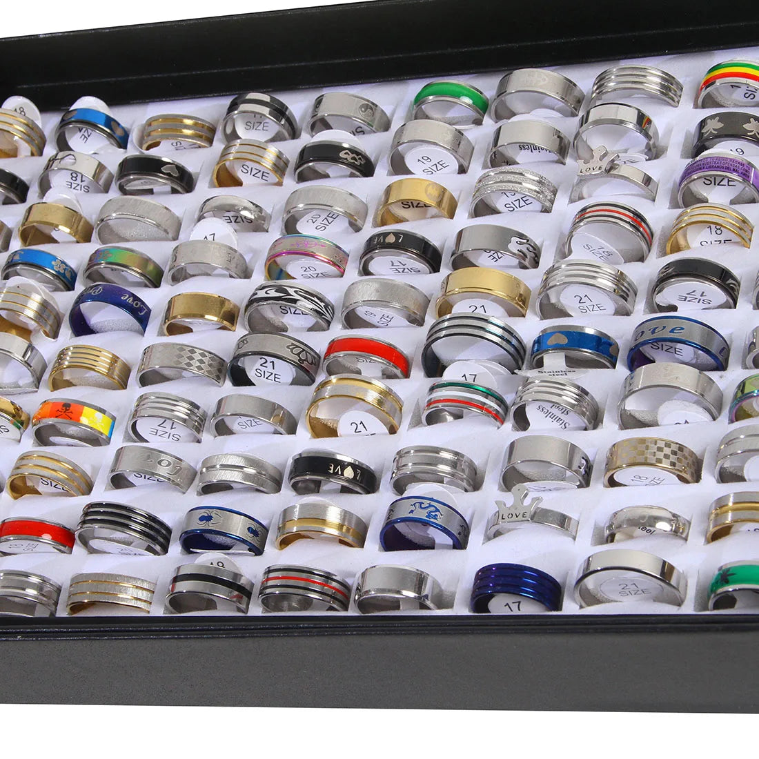 Stainless steel Rings Fashion Jewelry Party Gift Wedding Rings Mix Style Wholesale 100pcs/Lots Mens Womens