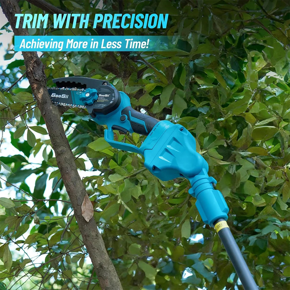 Seesii 6'' Brushless Electric Chainsaw 2 IN 1 Tree Trimming Branch Pruner Cutting Power Tools
