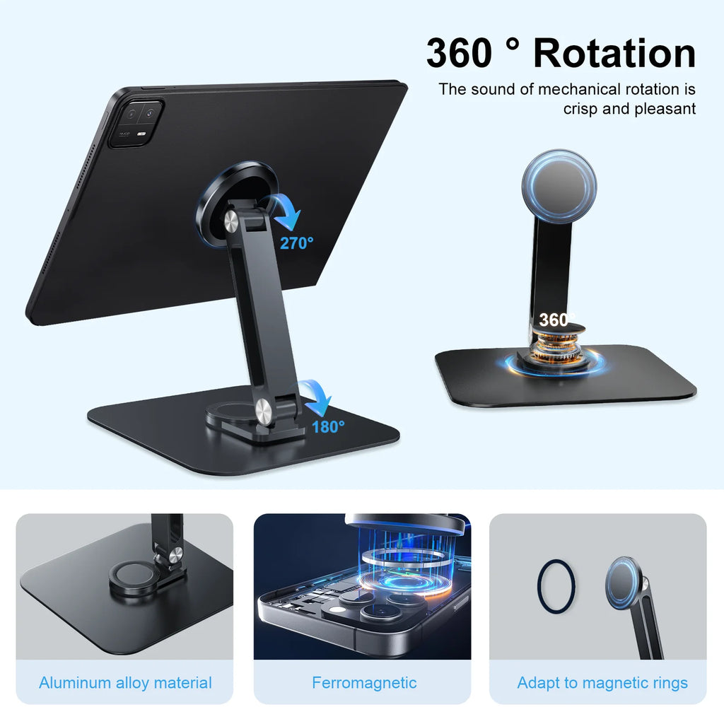 Magnetic Metal Stand 360° Rotating Bracket Universal Holder for 7-21.5 inch Portable Monitors iPads iPhone