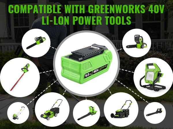 29462 6.0Ah Lithium Battery Replacement Greenworks 40V Battery 29252 20202 25312 25322 20642 22272 27062 21242 Compatible with Replacement Greenworks 40V Power Tool Battery Shipped by Local Warehouse