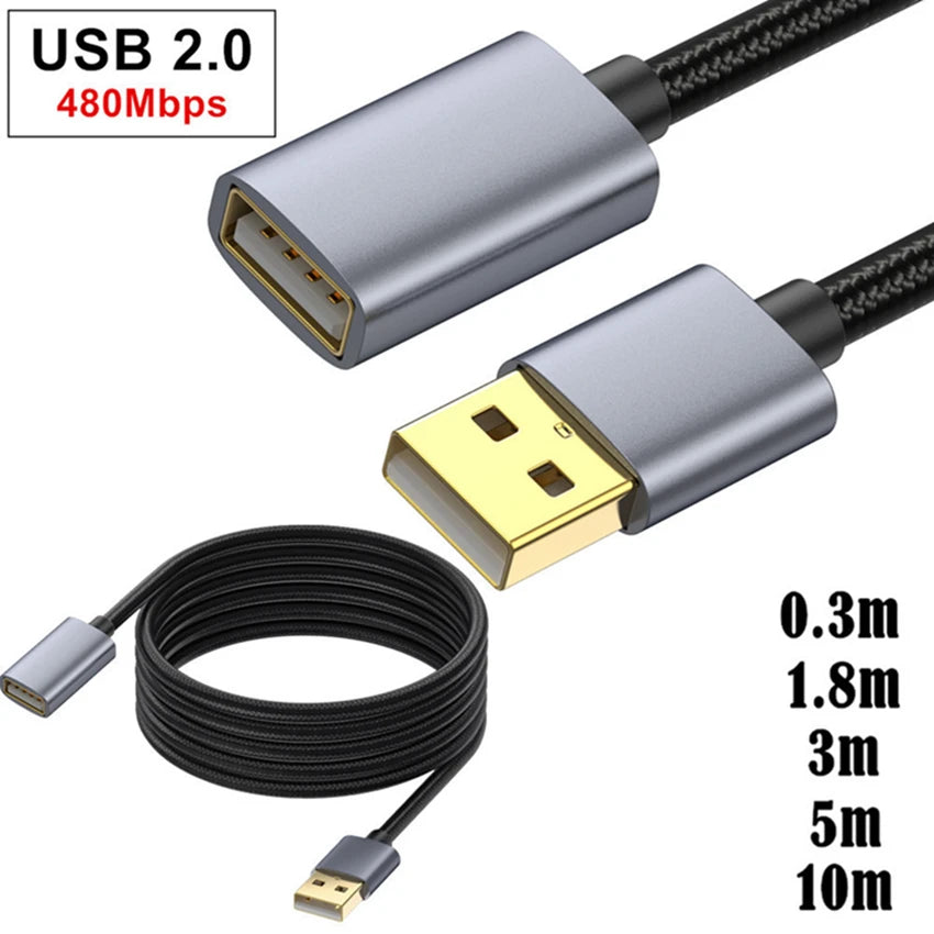 10m 5m USB 2.0 to USB Extension Cable USB A Male to Male USB3.0 2.0 Extender Cord Fast Data Transmission For Hard Drive Radiator