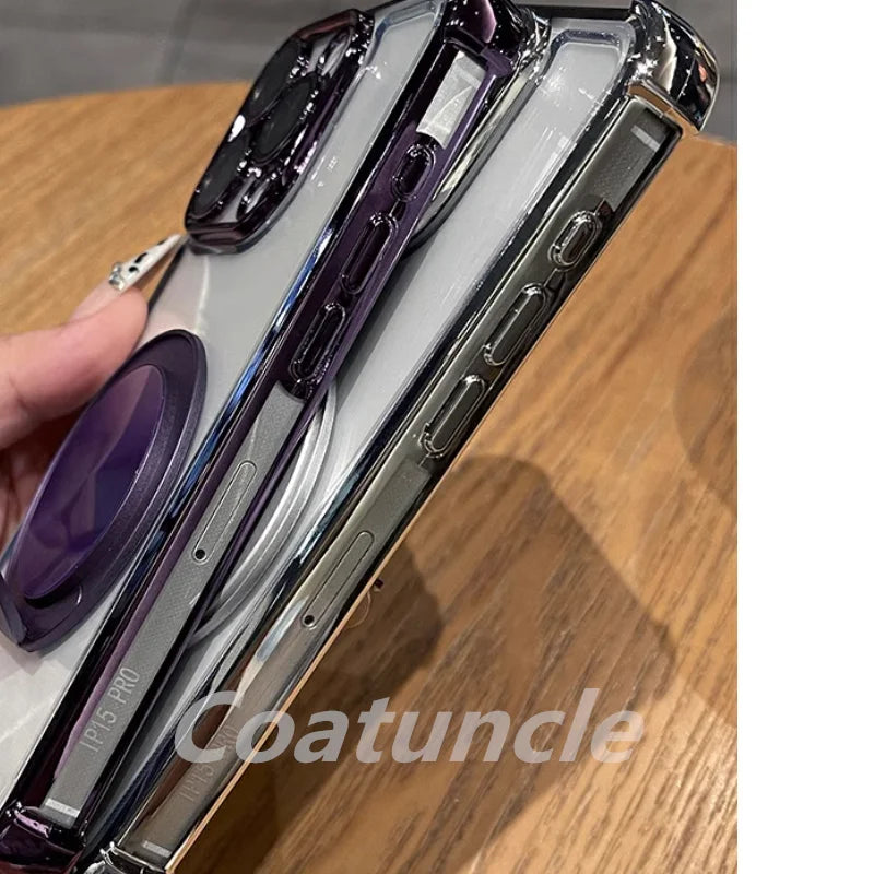 360° Rotating Shockproof Plating Magnetic Bracket For Magsafe Case on For funda Huawei Honor X7C X7B HonorX7C X7 C B Soft Cover