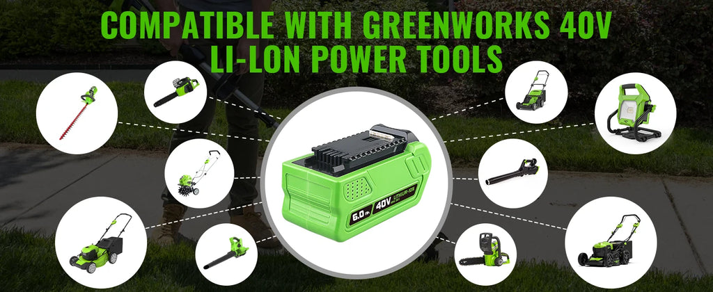 29462 6.0Ah Lithium Battery Replacement Greenworks 40V Battery 29252 20202 25312 25322 20642 22272 27062 21242 Compatible with Replacement Greenworks 40V Power Tool Battery Shipped by Local Warehouse