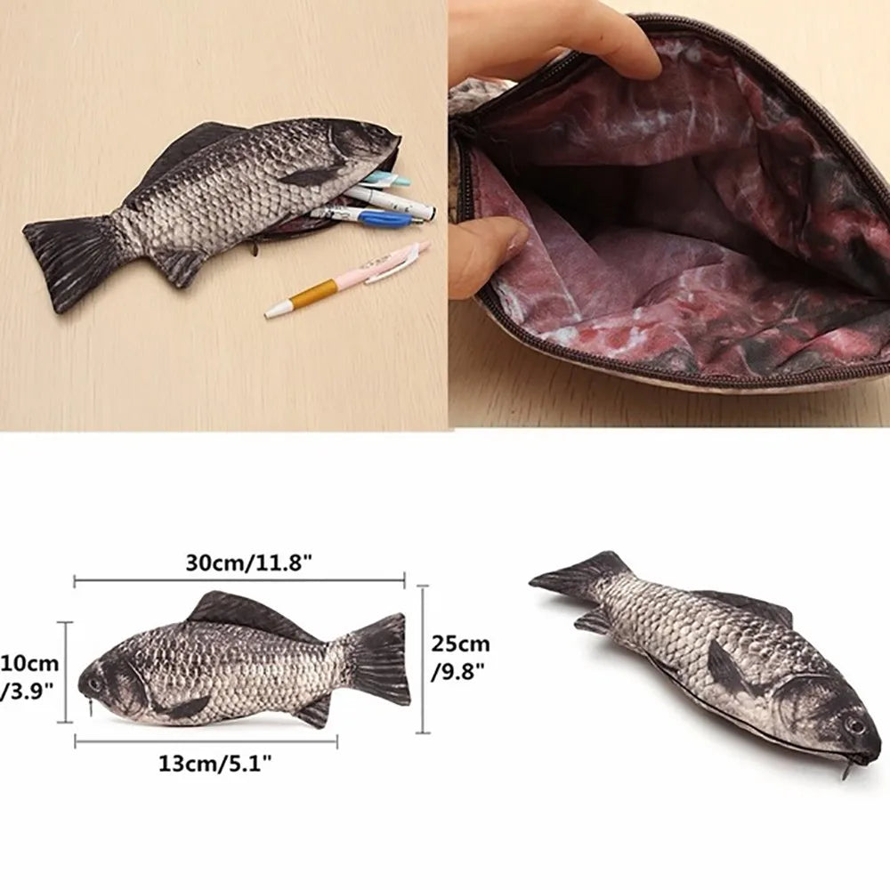 Pen Bag Realistic Fish Shape Make-up Pouch Pen Pencil Case With Zipper