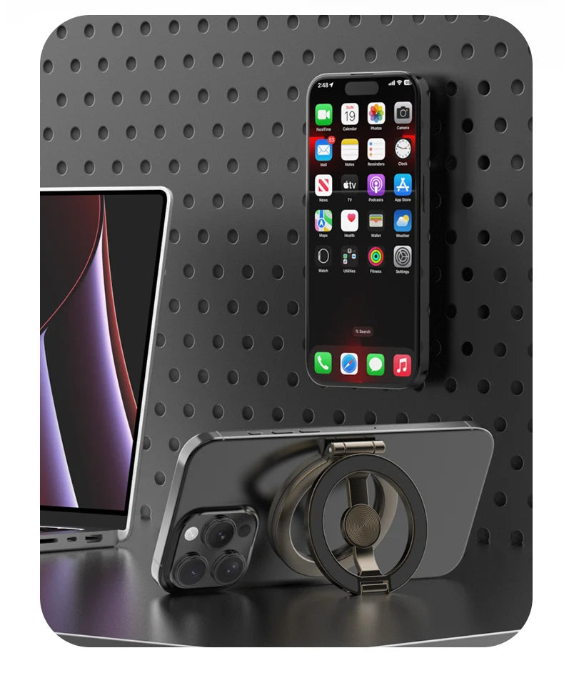 For Double-Sided Magnetic Phone Ring Holder for MagSafe Kickstand Magnet Grip for iPhone 16 15 14 For Huawei Xiaomi Stand Holder