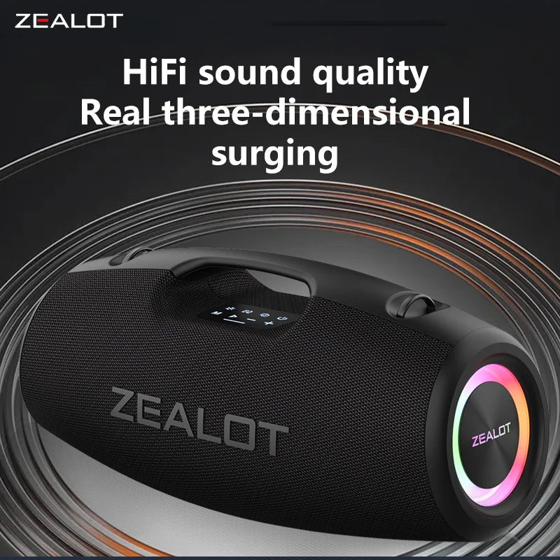 ZEALOT S78 100W Wireless Speakers, DSP Technology ,Dream Light, Outdoor Portable Subwoofer Speaker , Dual Pairing,24000mAh.