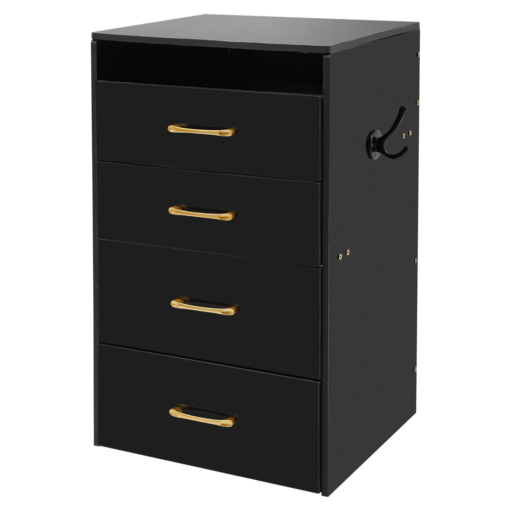 Black/White Makeup Desk with Mirror Compact Dressing Table 3-in-1 Design Small Make Up Table