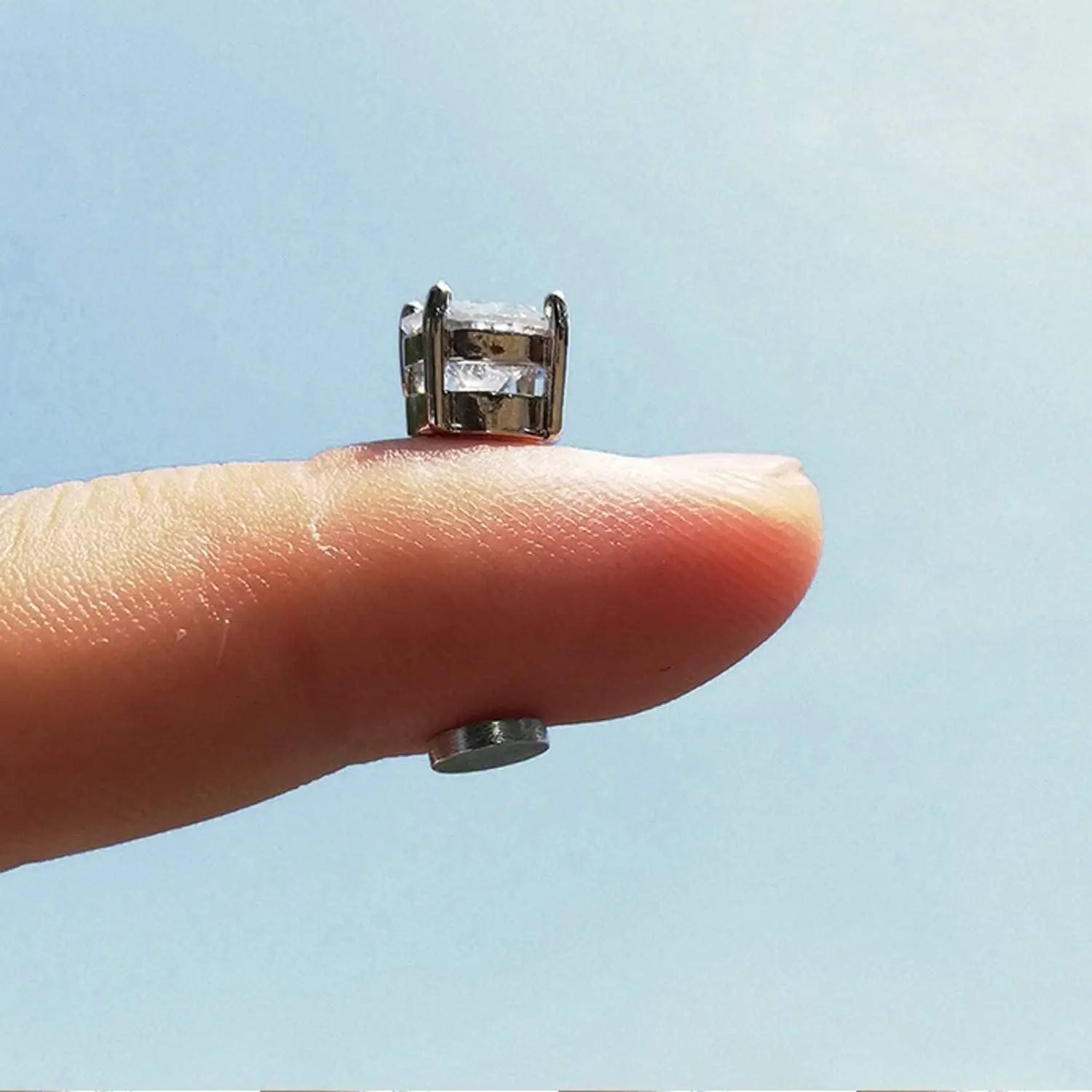 2 Pairs Stainless Steel Magnetic Stud Earrings for Men Women Non-piercing CZ Hypoallergenic 5-8MM