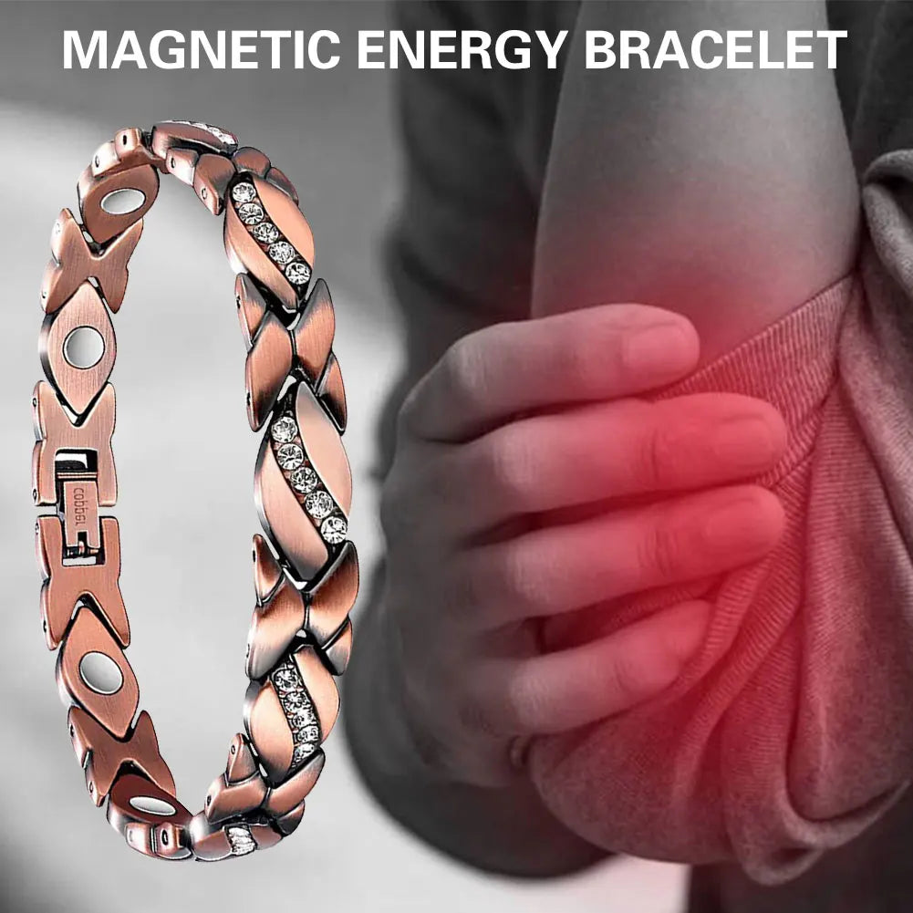 Leaves Magnetic Bracelet with 3500 Gauss Magnets Magnetic Therapy Bracelet Pure Copper for Women Men Jewelry Gift