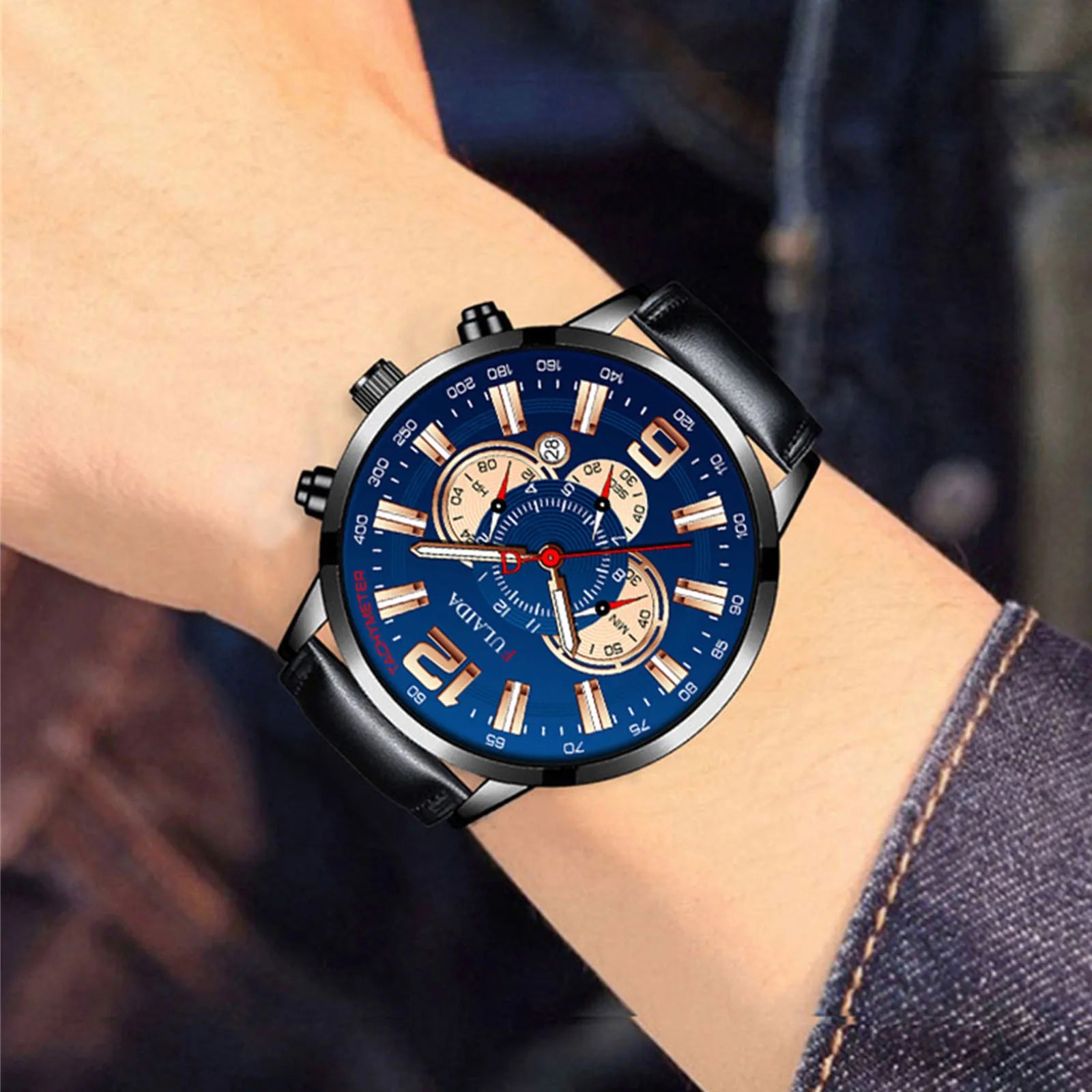 Luxury Business Watch Fashion Sport Men'S Stainless Steel Case Belt Band Automatic Quartz Analog Wrist Watch Orologi Uomo