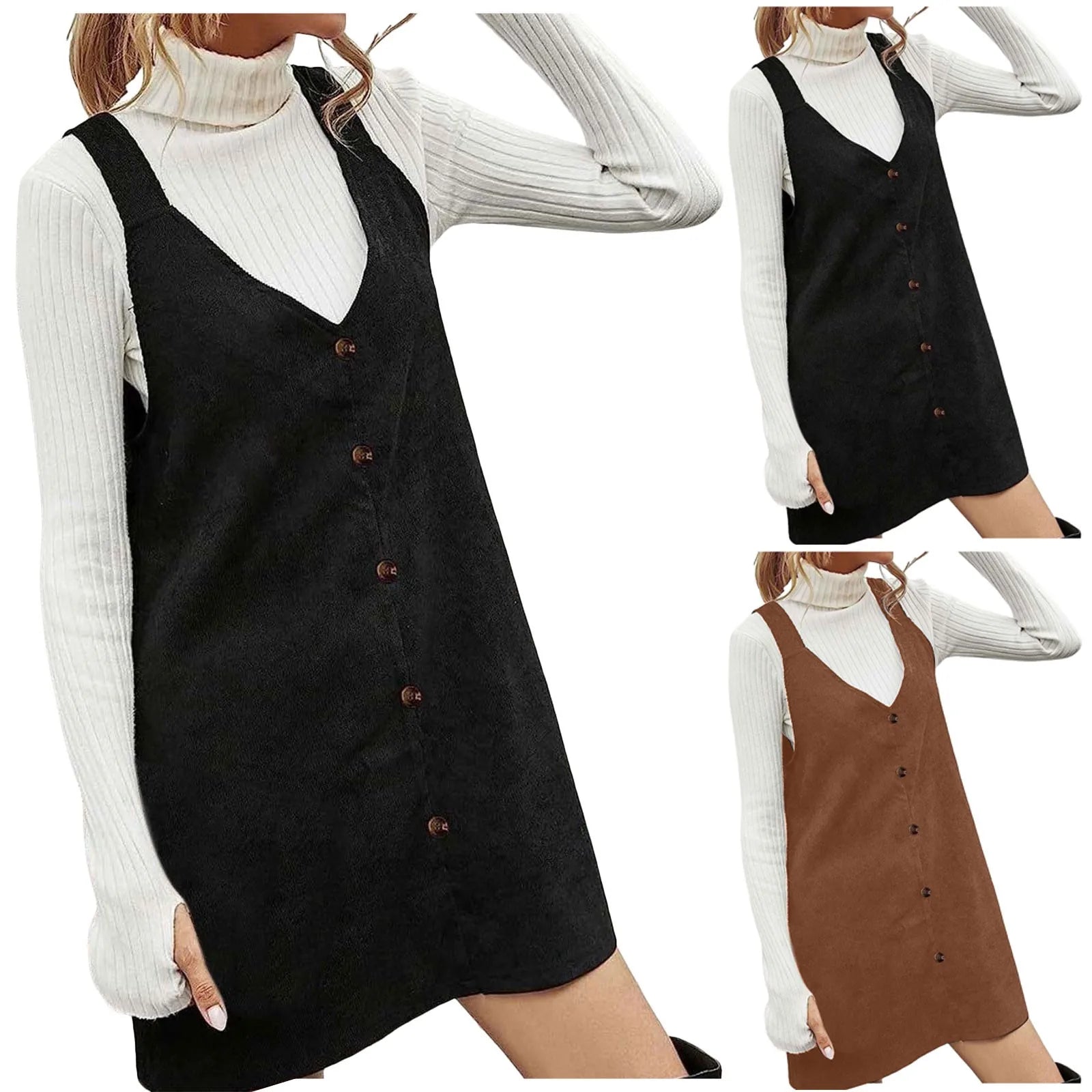 Women'S Dungaree Dress Corduroy A Line Mini Casual Outfits For Women A Line Dresses Mid Length Evening Dress